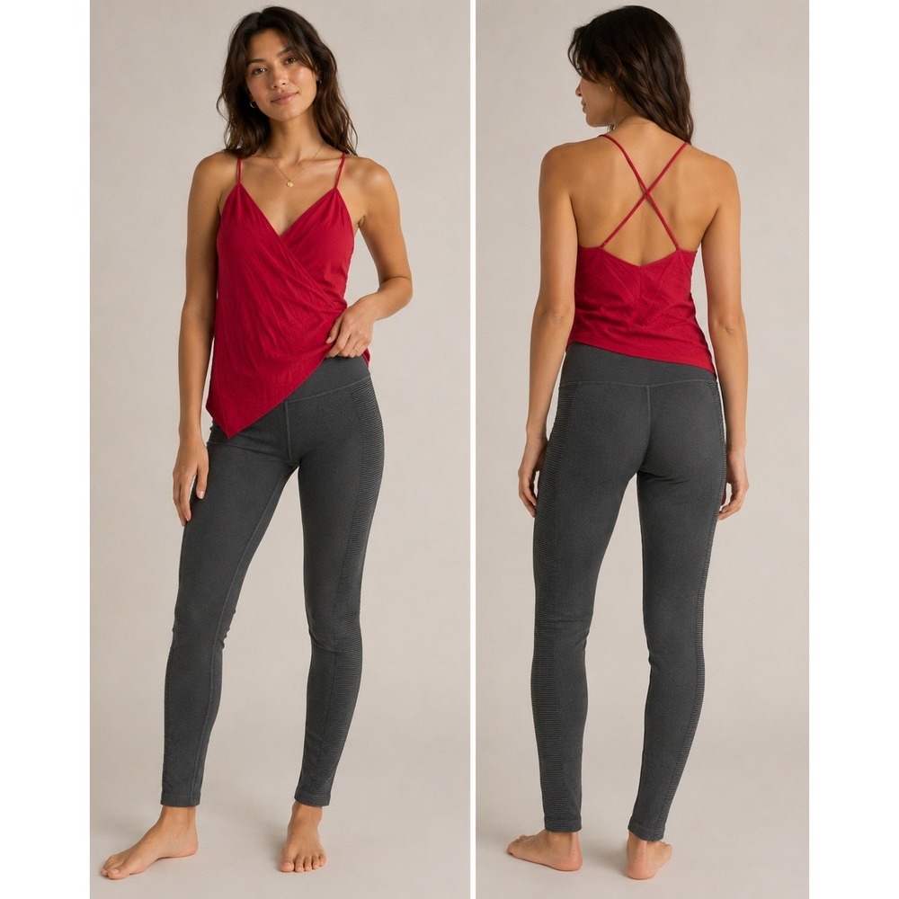 OFFLINE by Aerie Leggings Women Small Black Grey Seamless Ribbed 7/8 High Waist